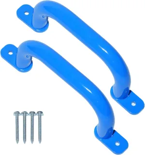 10 Inch Blue Metal Playground Handles 1 Pair, Playset Attachment Grab Handles, Swing Set Accessories Safety Grab Bar, Hand Grips for Playhouse,Treehouse, Jungle Gym, Climbing Frame-500LBS