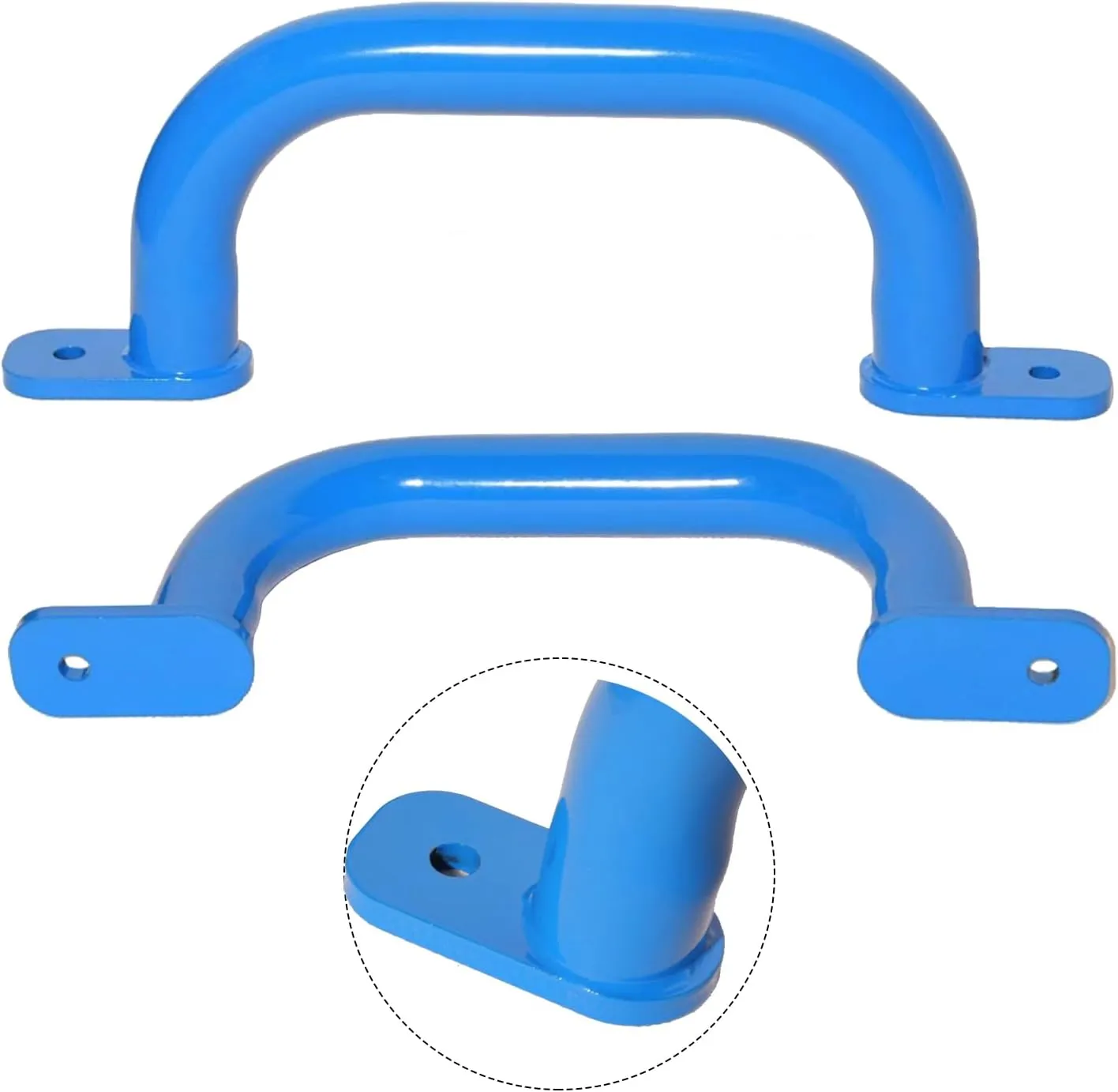 10 Inch Blue Metal Playground Handles 1 Pair, Playset Attachment Grab Handles, Swing Set Accessories Safety Grab Bar, Hand Grips for Playhouse,Treehouse, Jungle Gym, Climbing Frame-500LBS
