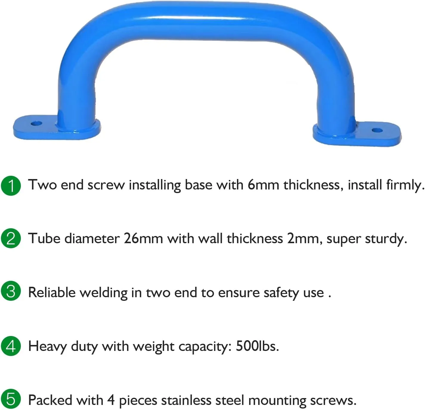 10 Inch Blue Metal Playground Handles 1 Pair, Playset Attachment Grab Handles, Swing Set Accessories Safety Grab Bar, Hand Grips for Playhouse,Treehouse, Jungle Gym, Climbing Frame-500LBS
