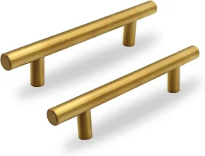 10 Pack 3.8 Inch Hole Center Cabinet Pulls Handles, Gold Kitchen Cabinet Pulls Stainless Steel Cabinet Hardware Handles for Kitchen, Cabinet Bathroom Drawer Pulls for Cabinets Closet Handles