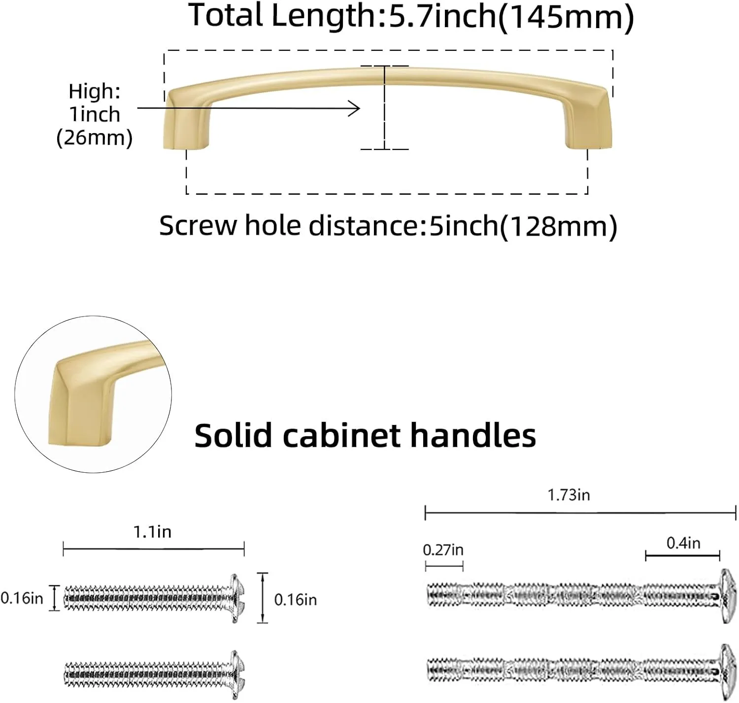 10 Pack 5 inch(128mm) Brushed Brass Kitchen Cabinet Handles Cabinet Pulls Gold Drawer Pulls Kitchen Cabinet Hardware Kitchen Handles Drawer Pulls Dresser Handles