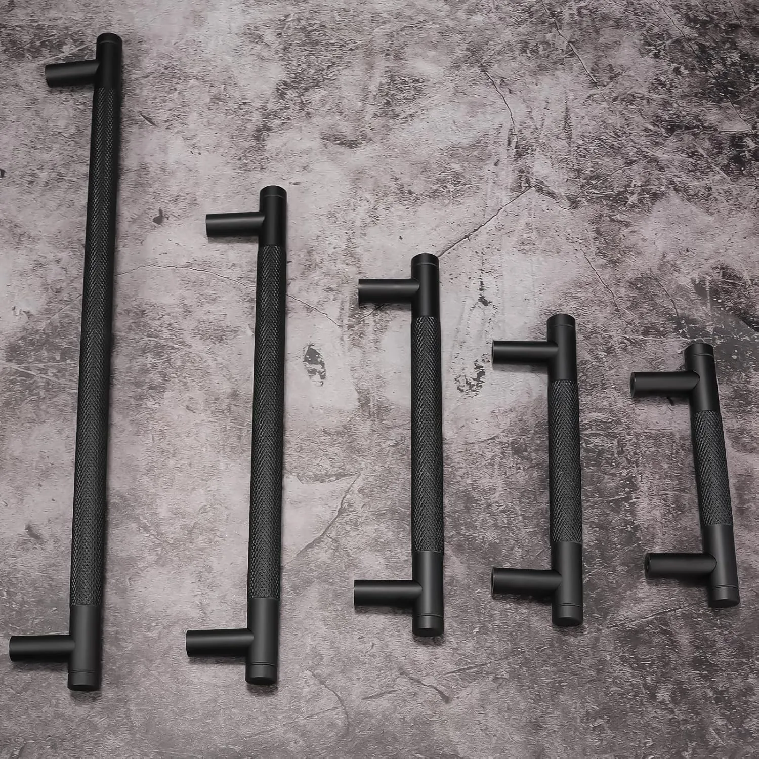 10 Pack 5Inch Matte Black Kitchen Cabinet Handles Knurled Cabinet Pulls Black Drawer Pulls Kitchen Hardware