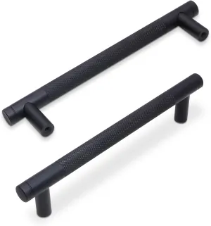 10 Pack 5Inch Matte Black Kitchen Cabinet Handles Knurled Cabinet Pulls Black Drawer Pulls Kitchen Hardware