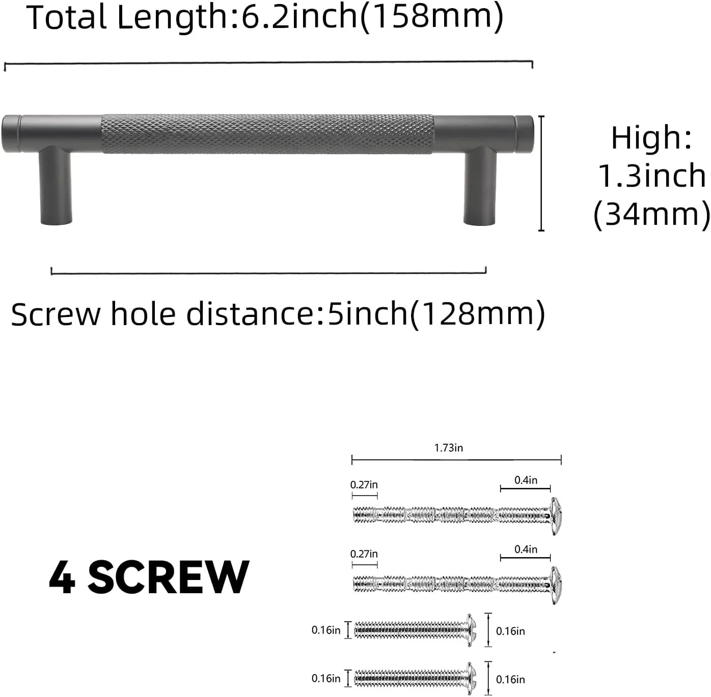 10 Pack 5Inch Matte Black Kitchen Cabinet Handles Knurled Cabinet Pulls Black Drawer Pulls Kitchen Hardware