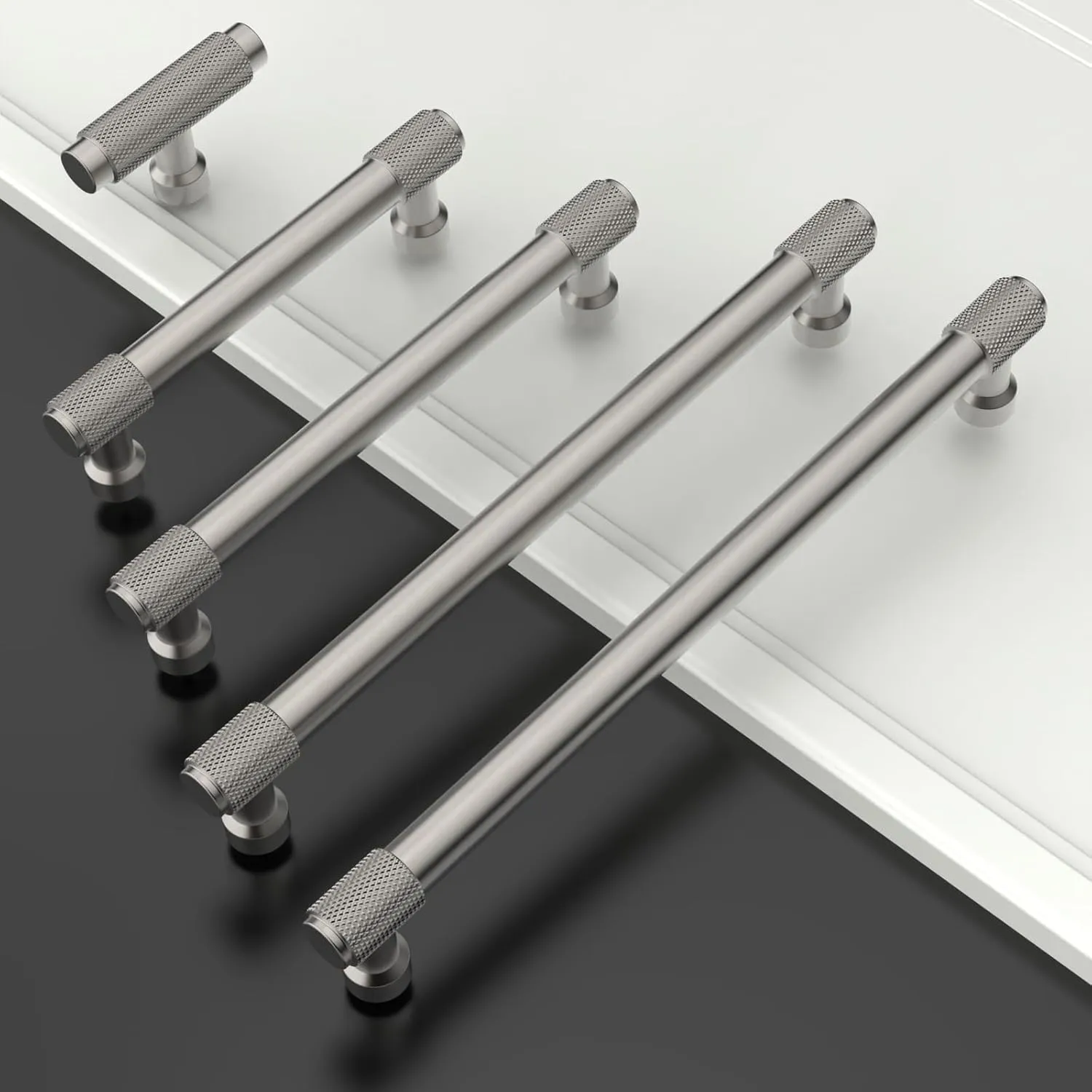 10 Pack 5"(128mm) Brushed Satin Nickel Cabinet Pulls Knurled Kitchen Cabinet Handles Drawer Pulls Cupboard Hardware for Cabinets
