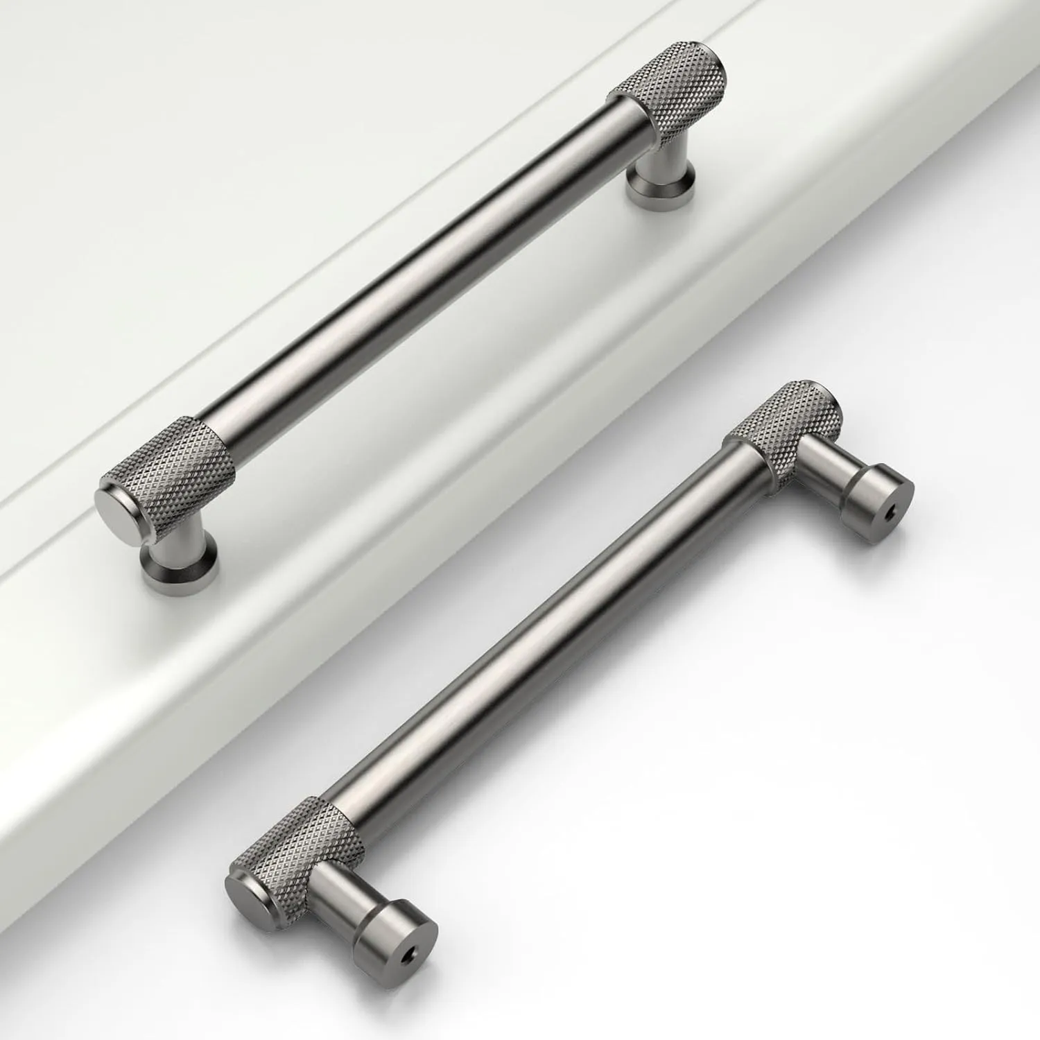 10 Pack 5"(128mm) Brushed Satin Nickel Cabinet Pulls Knurled Kitchen Cabinet Handles Drawer Pulls Cupboard Hardware for Cabinets