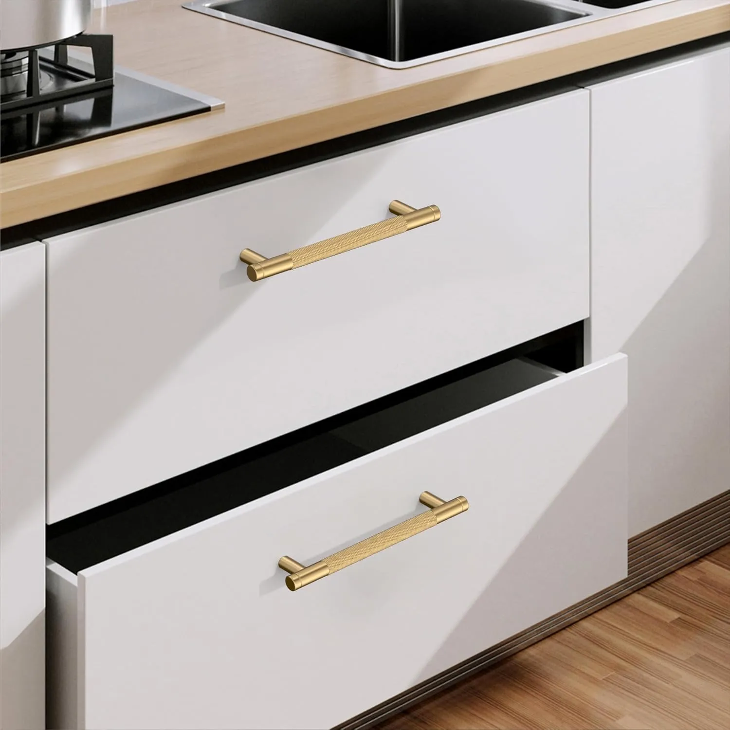 10 Pack 5"(128mm) Champagne Bronze Cabinet Pulls Kitchen Cabinet Handles Champagne Gold Drawer Pulls Cupboard Hardware for Cabinets CK0026