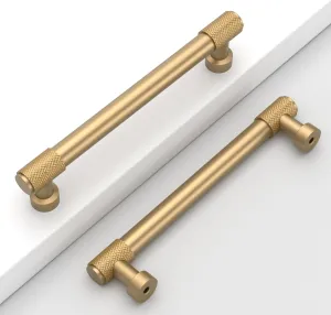 10 Pack 5"(128mm) Champagne Bronze Cabinet Pulls Knurled Kitchen Cabinet Handles Champagne Gold Drawer Pulls Cupboard Hardware for Cabinets CK0028