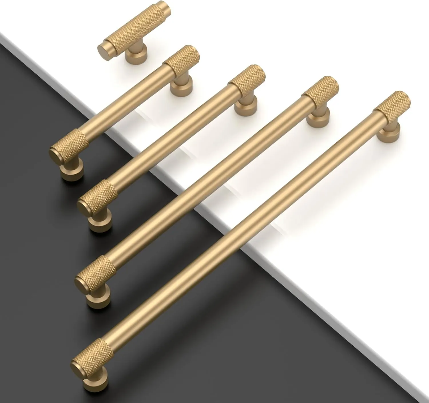 10 Pack 5"(128mm) Champagne Bronze Cabinet Pulls Knurled Kitchen Cabinet Handles Champagne Gold Drawer Pulls Cupboard Hardware for Cabinets CK0028