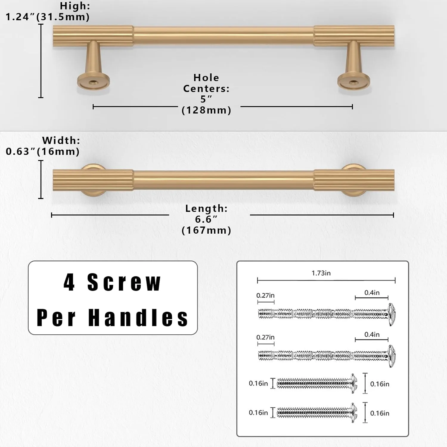 10 Pack Champagne Bronze Cabinet Pulls 5 Inch(128mm) Kitchen Cabinet Handles Solid Zinc Alloy Cabinet Hardware Drawer Pulls