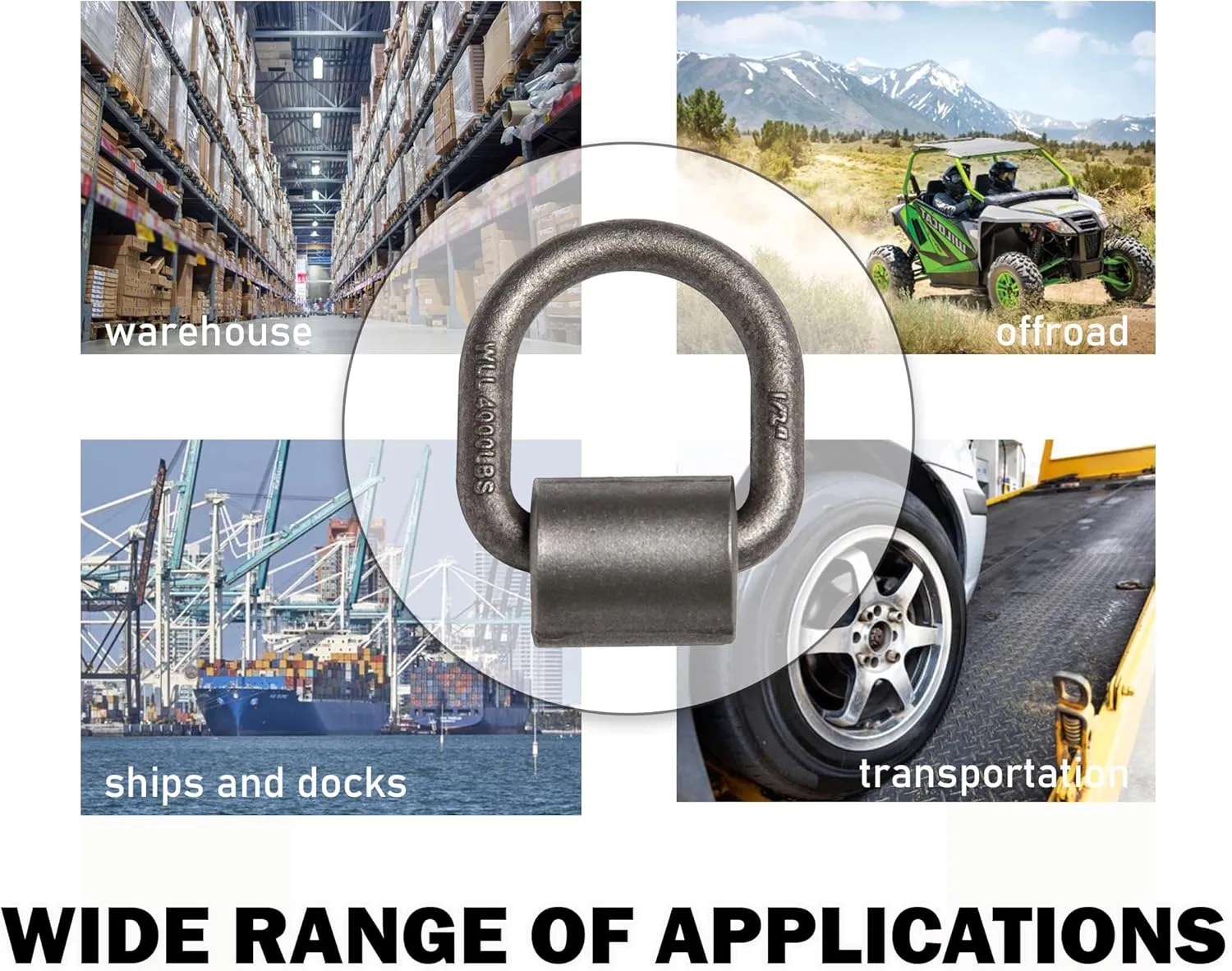 10 Pack Hi Gear 1/2-inch 12000 Lbs Load Capacity Weld-on Flip D-Ring Anchor Flatbed Truck Trailer Ratchet Strap Cargo Tie Down (10)