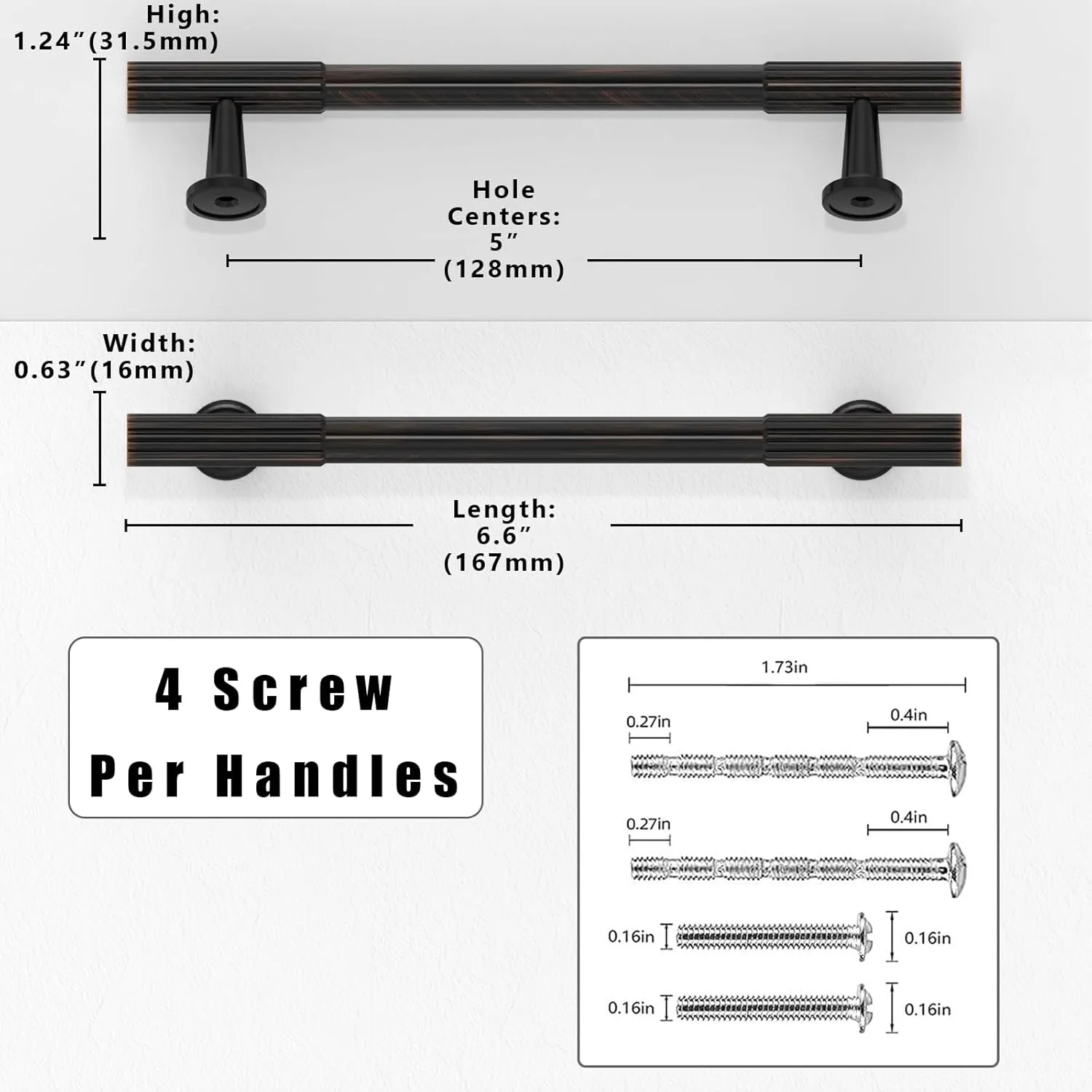 10 Pack Oil Rubbed Bronze Cabinet Pulls 5 Inch(128mm) Kitchen Cabinet Handles Solid Zinc Alloy Cabinet Hardware Drawer Pulls