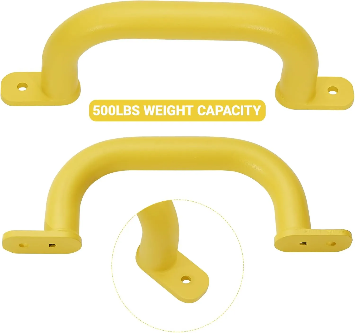 10'' Yellow Playground Accessories Metal Handles Set of 2 - Outdoor Playset Attachment Grab Handles, Kids Grab Bar for Playhouse,Treehouse, Jungle Gym, Climbing Frame