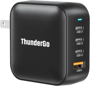 100W GaN II Wall Charger | 4-Port Fast Charging Station (3xUSB-C PD3.0   USB-A QC4.0) | Compact Power Adapter for MacBook Pro 16" M3/iPhone 15 Pro/Samsung S24 Ultra | UL Certified