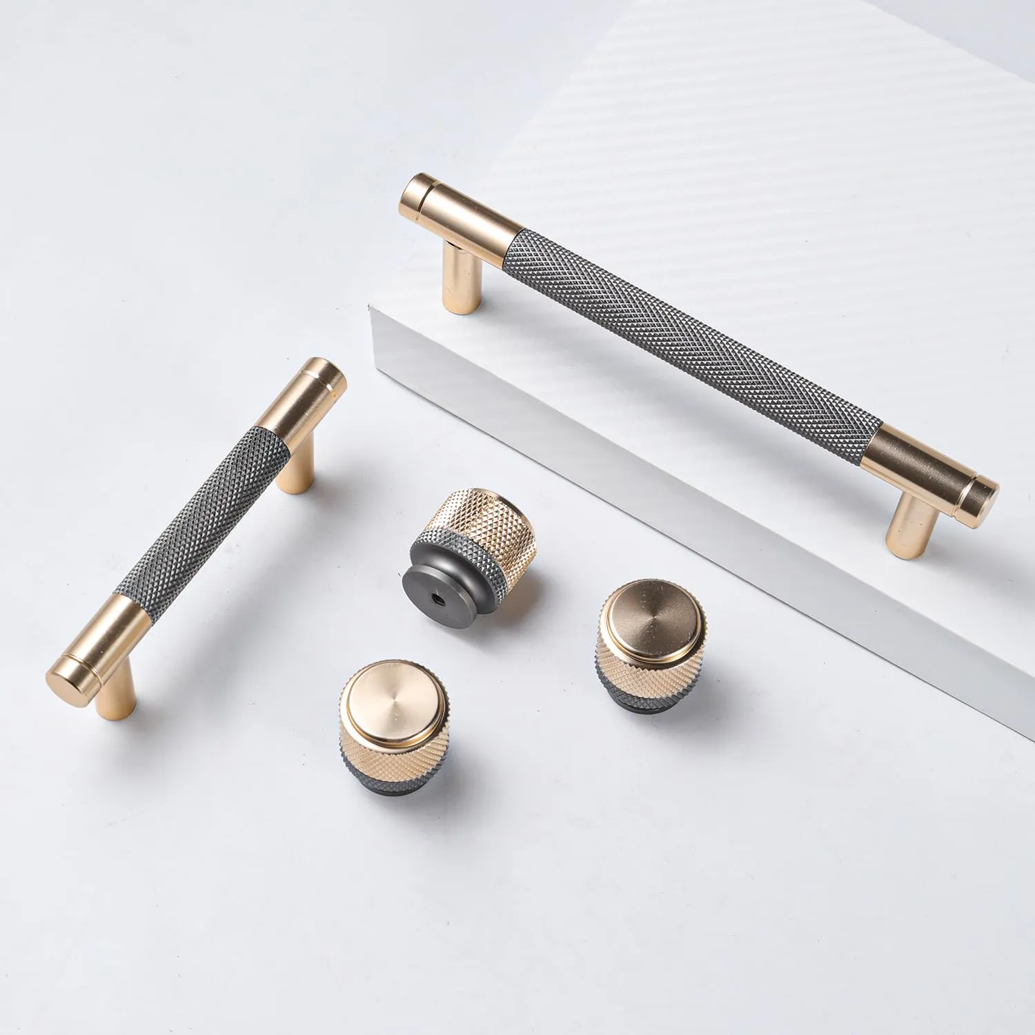 12 Pack 3 Inch 76 mm Barrel Cabinet Pulls Gold and Grey Cupboard Aluminum Handles Drawer Pull Cabinet Handles