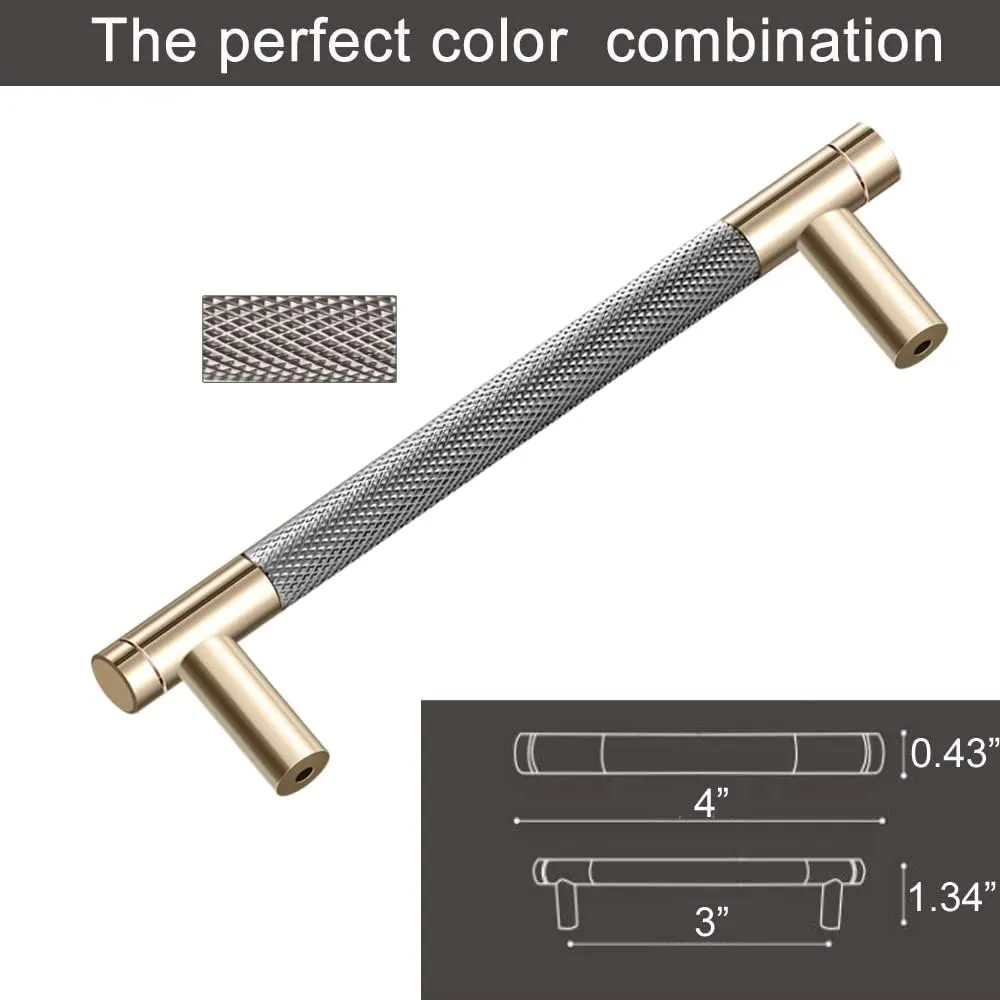 12 Pack 3 Inch 76 mm Barrel Cabinet Pulls Gold and Grey Cupboard Aluminum Handles Drawer Pull Cabinet Handles