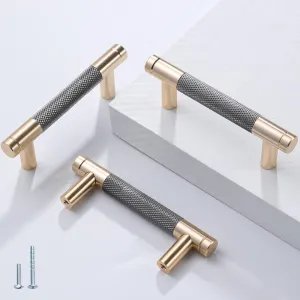 12 Pack 3 Inch 76 mm Barrel Cabinet Pulls Gold and Grey Cupboard Aluminum Handles Drawer Pull Cabinet Handles