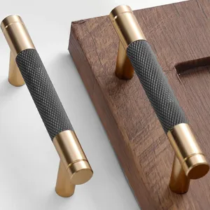 12 Pack 3 Inch 76 mm Knurled Cabinet Handles Cabinet Pulls Aluminum Handles Knurled Drawer Pulls Gold and Grey Oxidation Finish with Diamond Pattern 4" Length (3" Hole Center)