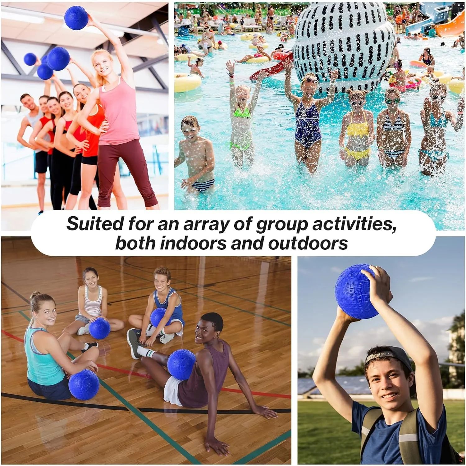 12 Pcs Dodgeballs 5 Inch Kickball Playground Ball Blue Inflatable Rubber Handball Bouncy Dodge Ball with 1 Hand Pump for Outdoors Ball Games Gym Camps Picnic (Needle is at The Top of The Pump)