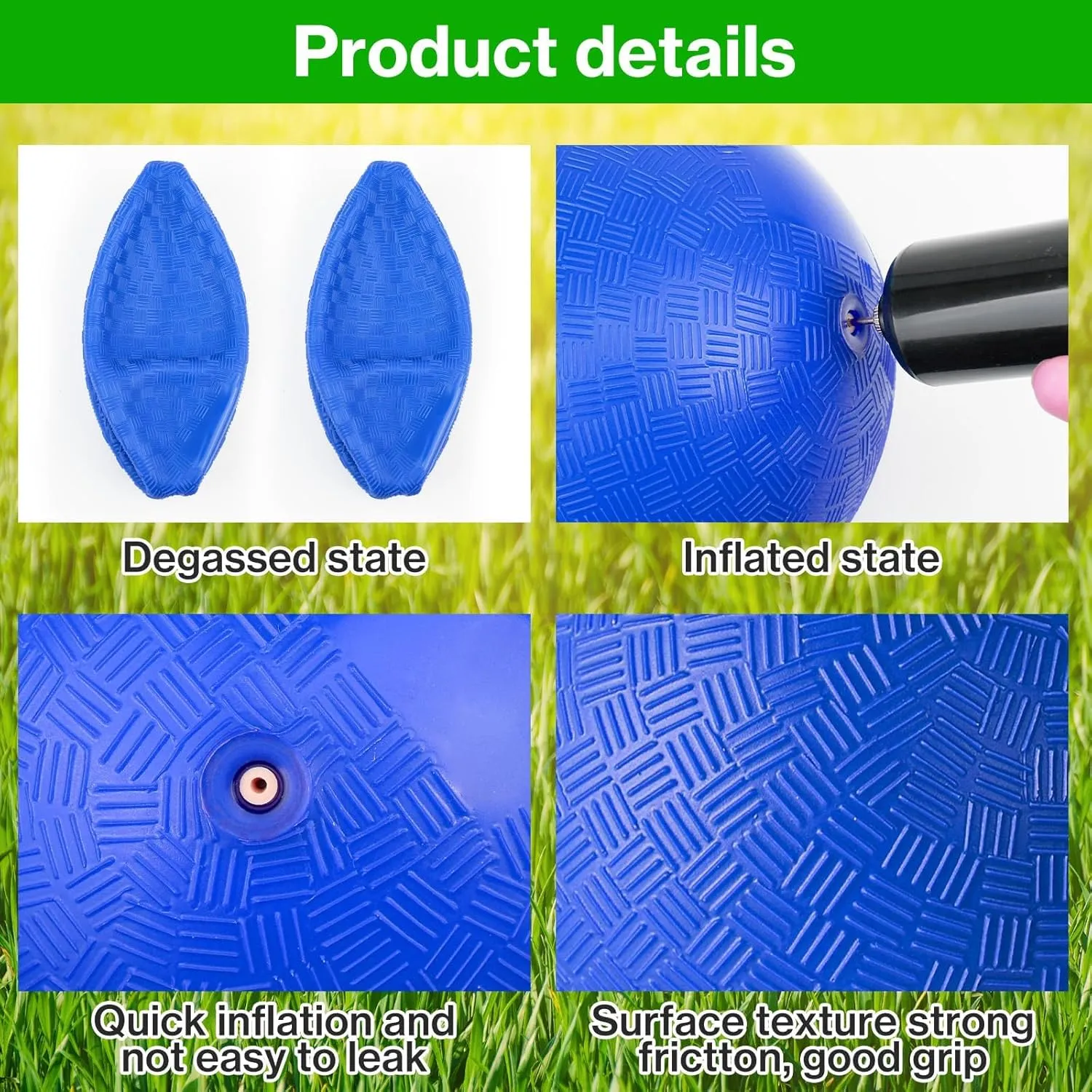 12 Pcs Dodgeballs 5 Inch Kickball Playground Ball Blue Inflatable Rubber Handball Bouncy Dodge Ball with 1 Hand Pump for Outdoors Ball Games Gym Camps Picnic (Needle is at The Top of The Pump)