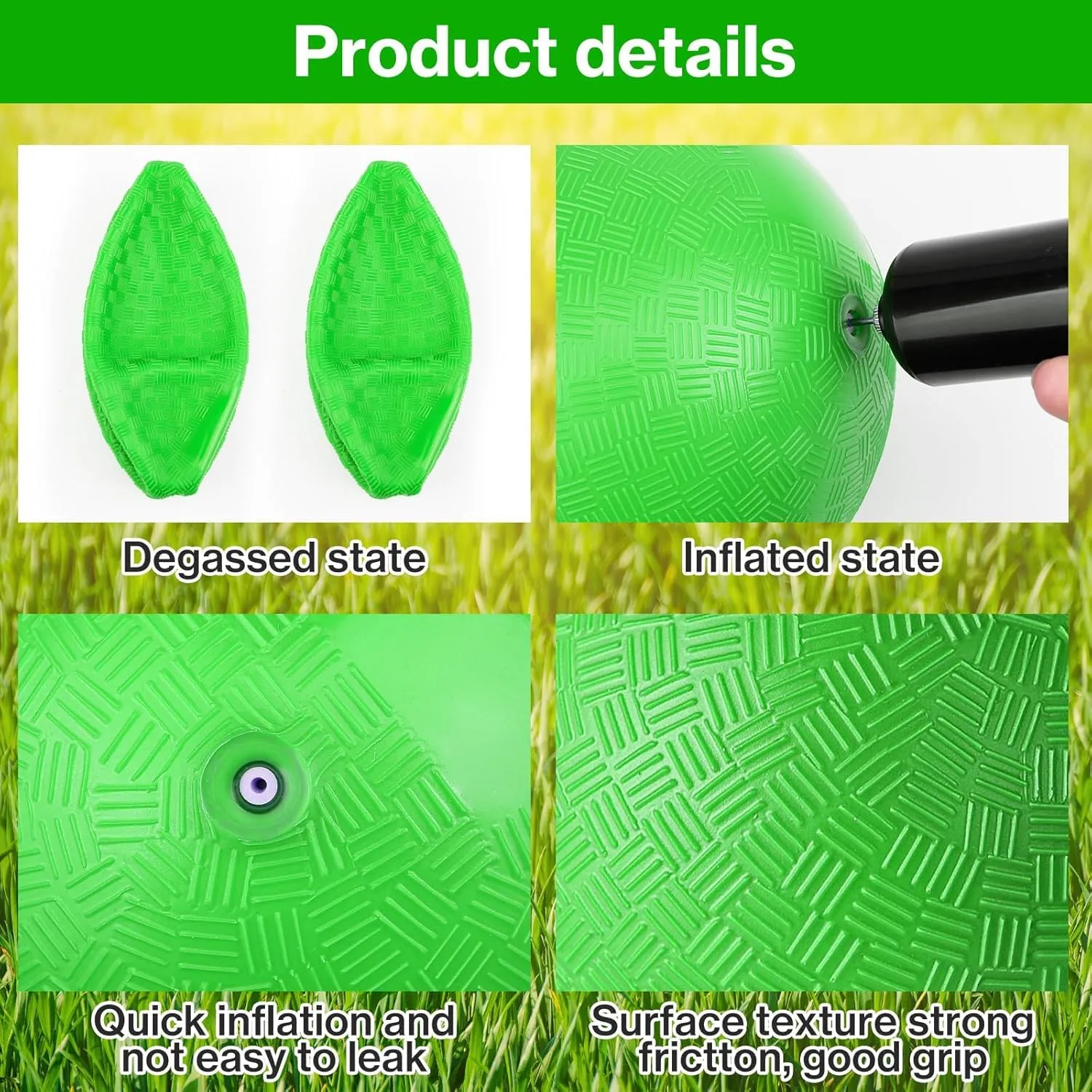 12 Pcs Dodgeballs 5 Inch Playground Ball Kickball Green Inflatable Rubber Handball Bouncy Dodge Ball with 1 Hand Pump for Outdoors Ball Games Gym Camps Picnic (Needle is at The Top of the Pump)