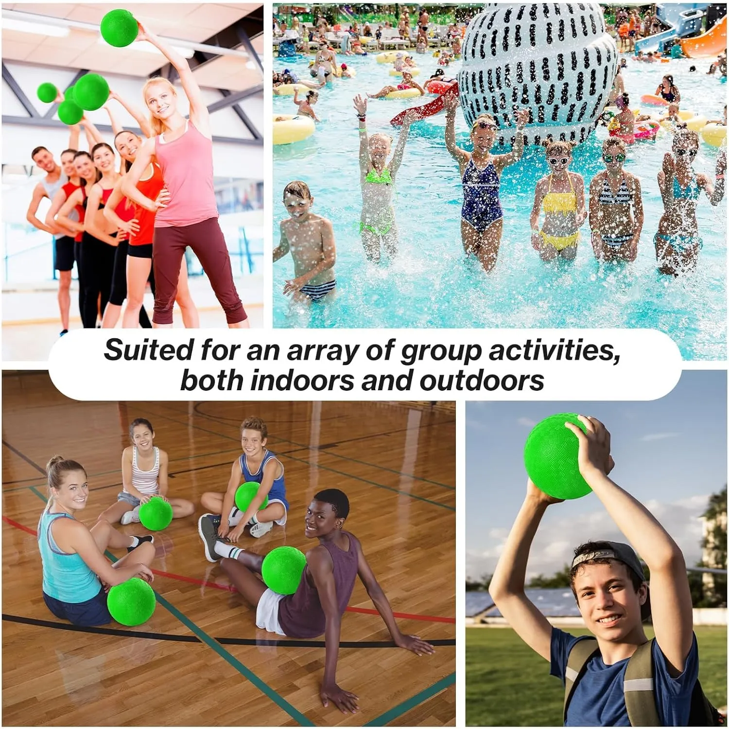 12 Pcs Dodgeballs 5 Inch Playground Ball Kickball Green Inflatable Rubber Handball Bouncy Dodge Ball with 1 Hand Pump for Outdoors Ball Games Gym Camps Picnic (Needle is at The Top of the Pump)