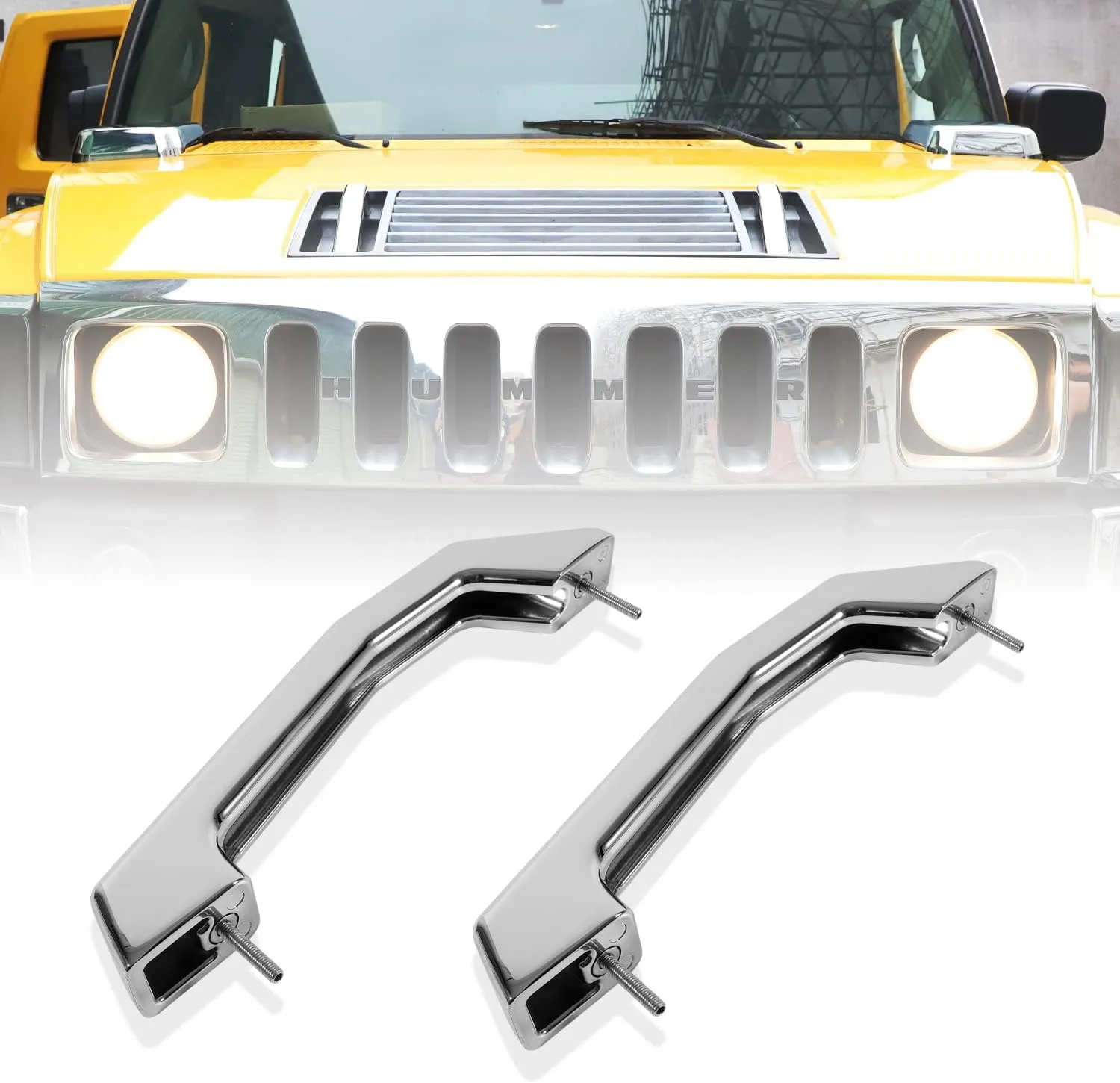 12498996 Silver Smooth Chrome Billet Hood Handles for All 2003-2009 Hummer H2 & H2 SUT Models Exterior Accessories, Set of 2