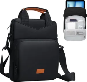 12.9 Inch Tablet Sleeve Bag, Padded Travel Carrying Case for iPad Pro 13-in. (M4), iPad Air 13-in. (M2), Surface Pro 9, 12.4 Galaxy Tab S9 , with Shoulder Strap (Black)