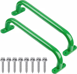 13'' Playground Safety Handle Metal Green 2 Pack, Outdoor Kids Playset Handles, Swing Set Grab Handles, Kids Grab Hand Bar for Jungle Gym, Climbing Frame, Playhouse, Treehouse
