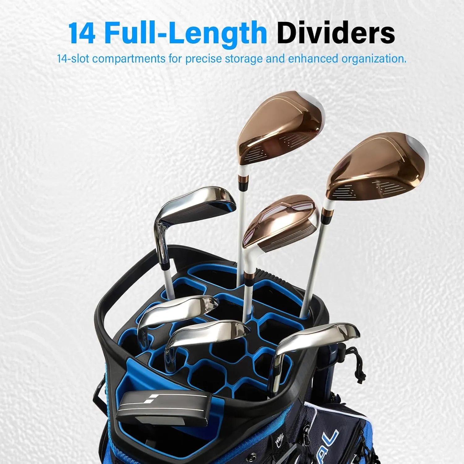 14-Way Golf Cart Bag, Full Length Premium Golf Bag for Men with Cooler Pocket, Handles and Rain Cover