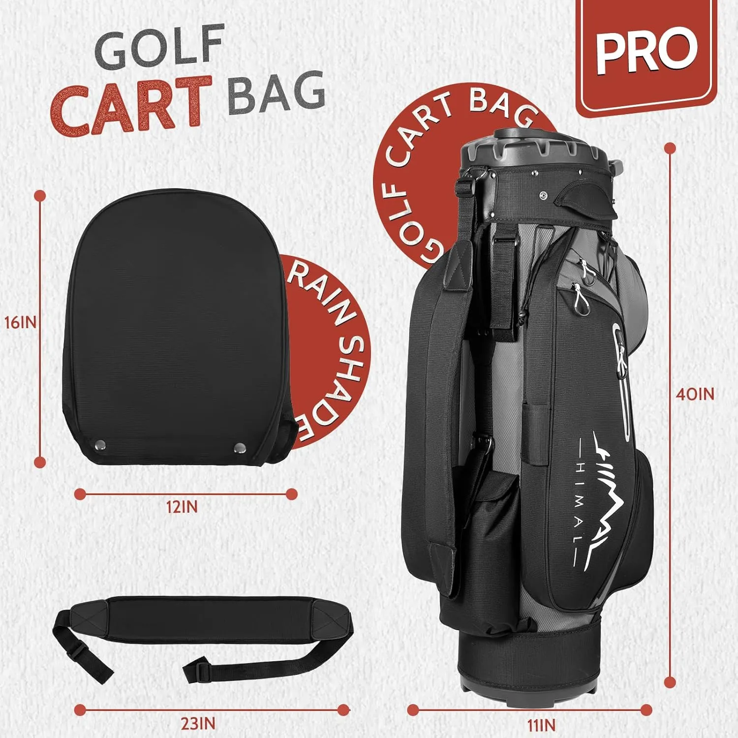 14-Way Golf Cart Bag Pro with Full Length Divider Top, Golf Bag for Men with Handles and Rain Cover
