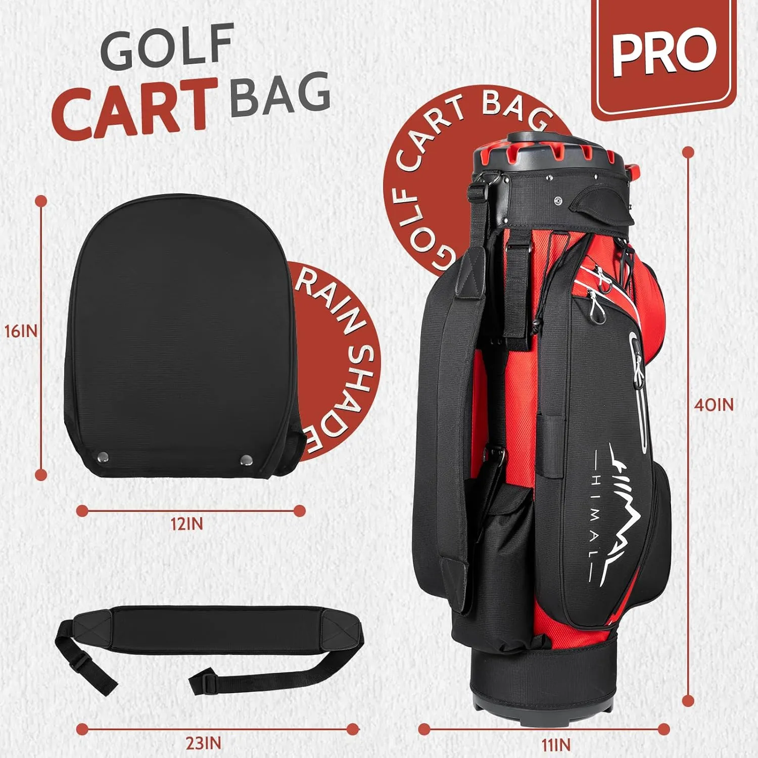 14-Way Golf Cart Bag Pro with Full Length Divider Top, Golf Bag for Men with Handles and Rain Cover