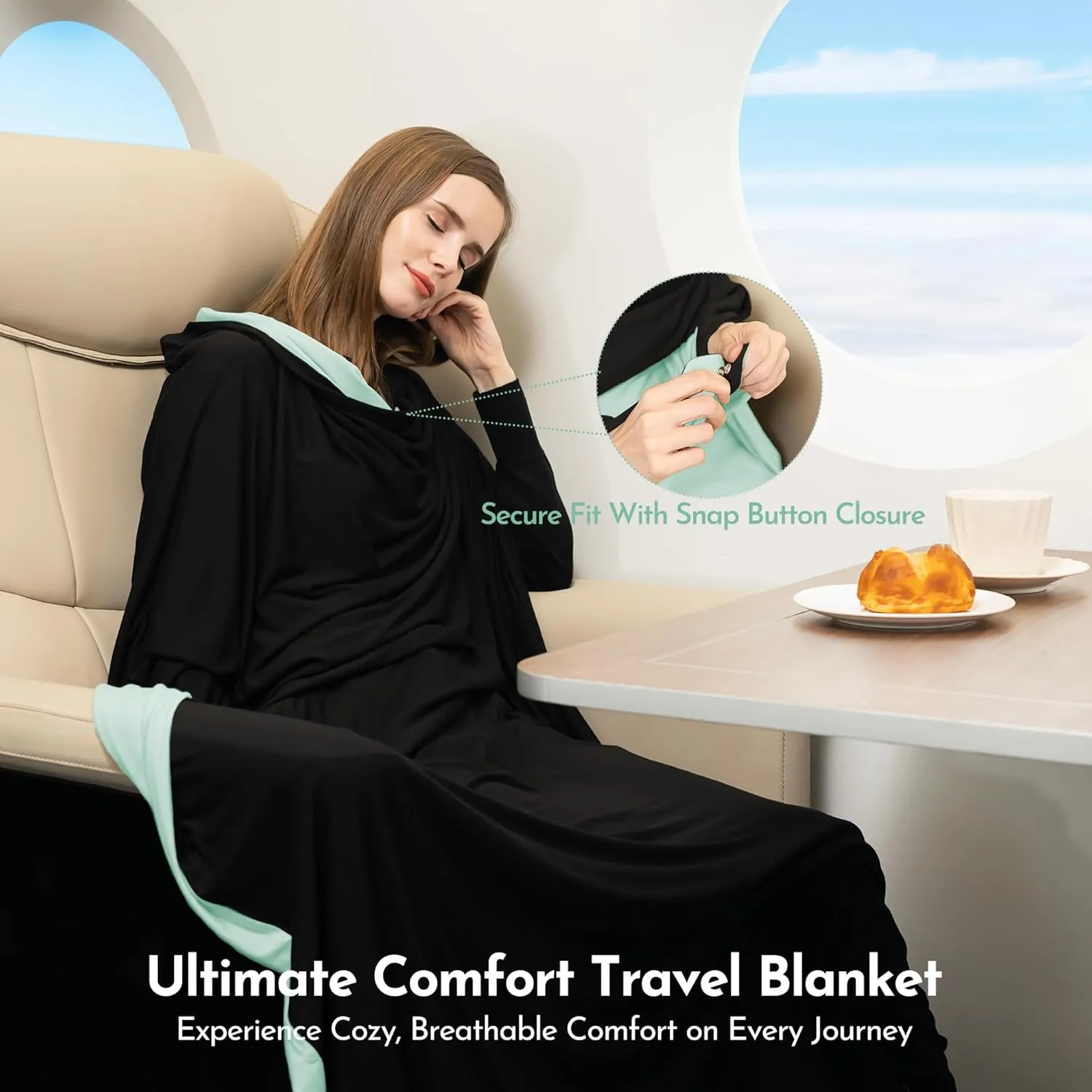 16-in-1 Compact Travel Blanket with Bag – Reversible, Ultra Soft Bamboo Airplane Blanket with Hidden Pocket - Lightweight & Packable for Flights, Camping, Picnic, Travel Essentials