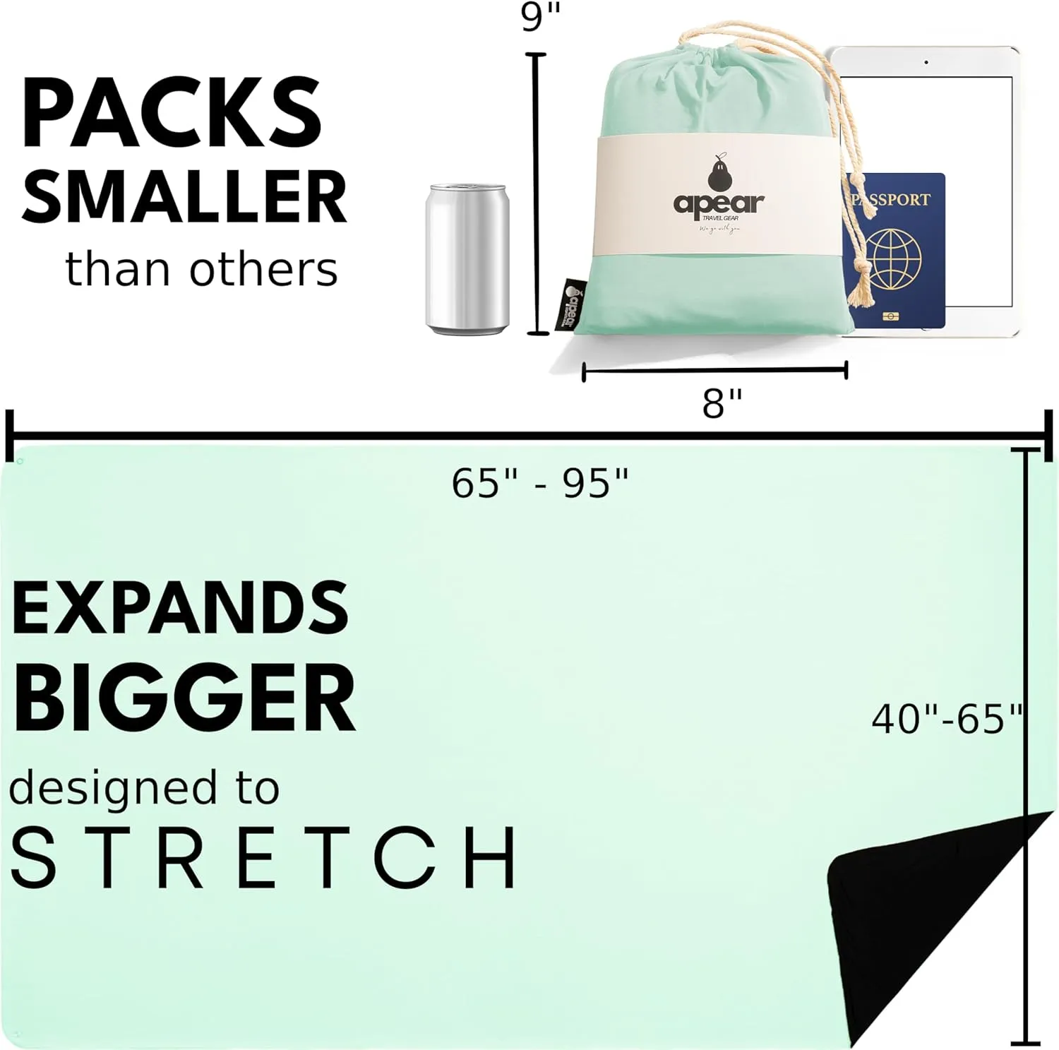 16-in-1 Compact Travel Blanket with Bag – Reversible, Ultra Soft Bamboo Airplane Blanket with Hidden Pocket - Lightweight & Packable for Flights, Camping, Picnic, Travel Essentials