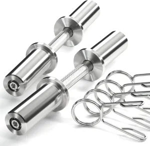 16 inch Olympic Dumbbell Handles, 150LBS Weight Capacity Steel Dumbbell Handles with 2 Pairs of Spring Collars, Rotating Sleeves, Compatible with 2” Plates