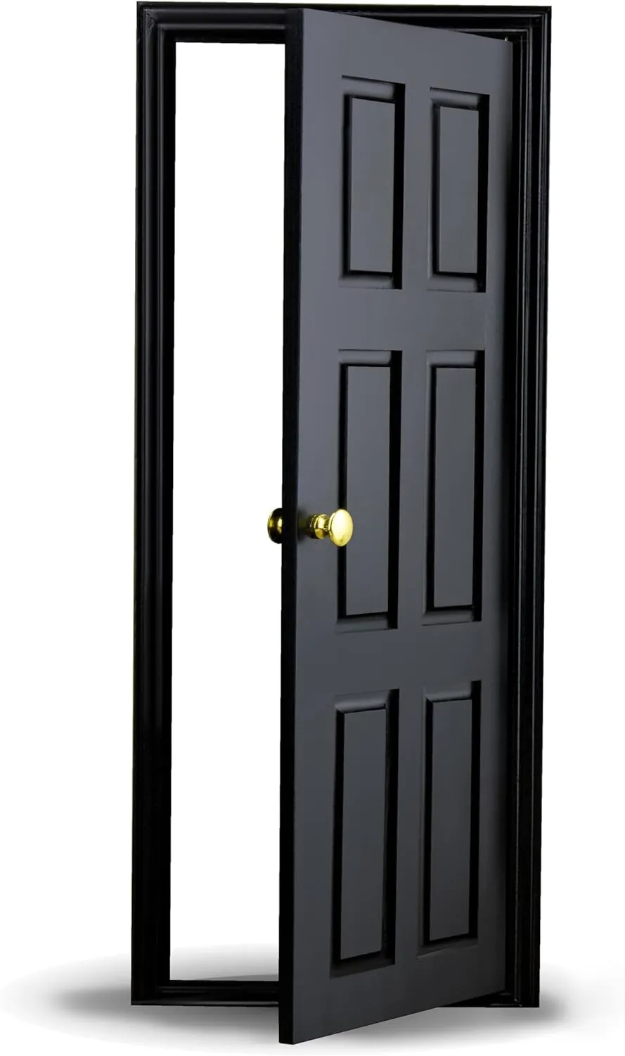 1/6 Scale Wooden Dollhouse 6 Panel Door – 6-Panel Design with Handles – Classic Design – Easy Installation– Multiple Colors Available (Black)