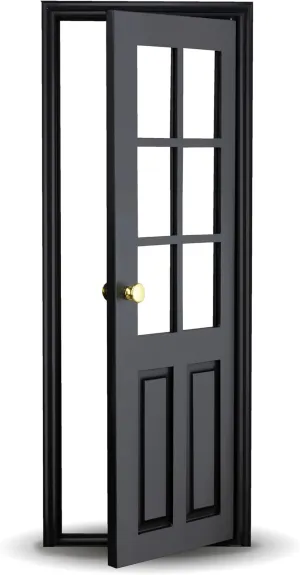 1/6 Scale Wooden Dollhouse 8 Panel Door with Glass– 8-Panel Design with Handles – Classic Design – Easy Installation– Multiple Colors Available (Black)