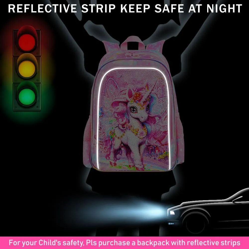 16" Backpack for Girls Boys 4-8, 3Pcs Kids Bookbag Set with Lunch Box, School Bag for Preschool Kindergarten