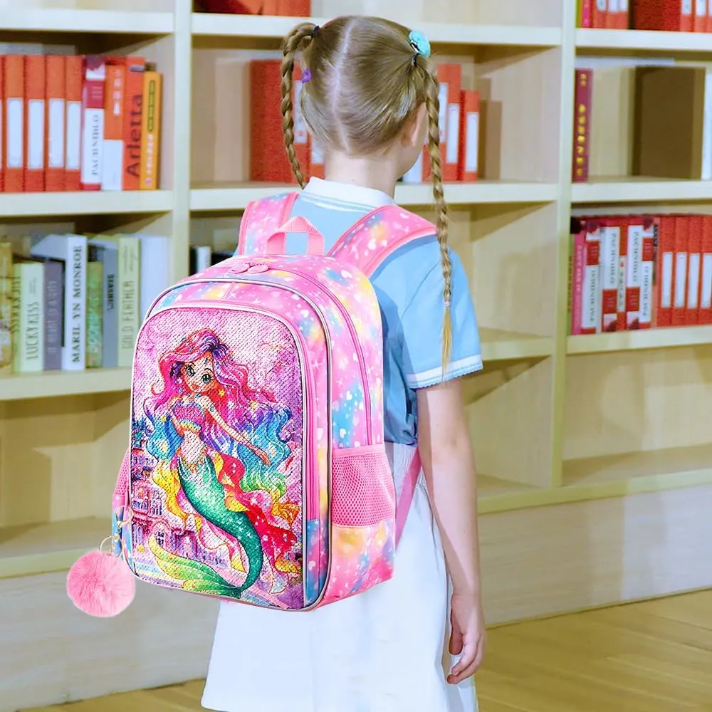 16" Backpack for Girls Boys 4-8, 3Pcs Kids Bookbag Set with Lunch Box, School Bag for Preschool Kindergarten