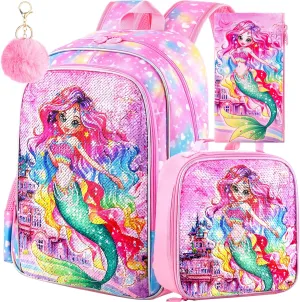16" Backpack for Girls Boys 4-8, 3Pcs Kids Bookbag Set with Lunch Box, School Bag for Preschool Kindergarten