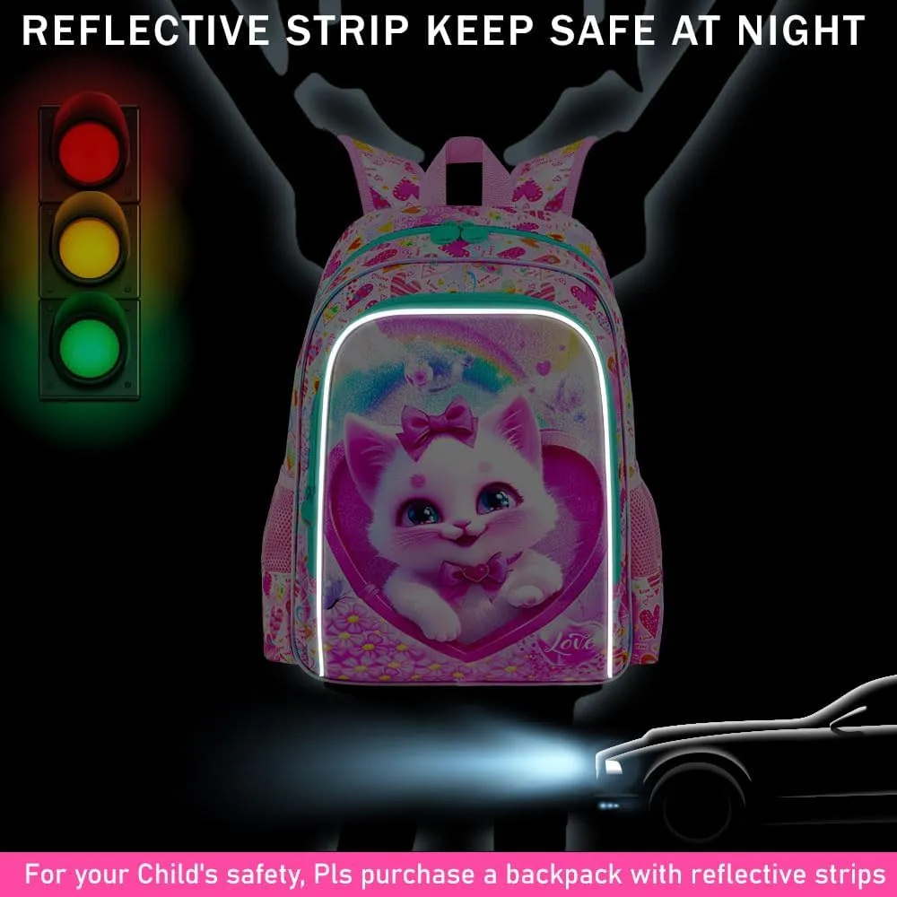 16" Girls Backpack, 3Pcs Kids Bookbag with Lunch Box, School Backpacks for Elementary Preschool Kindergarten