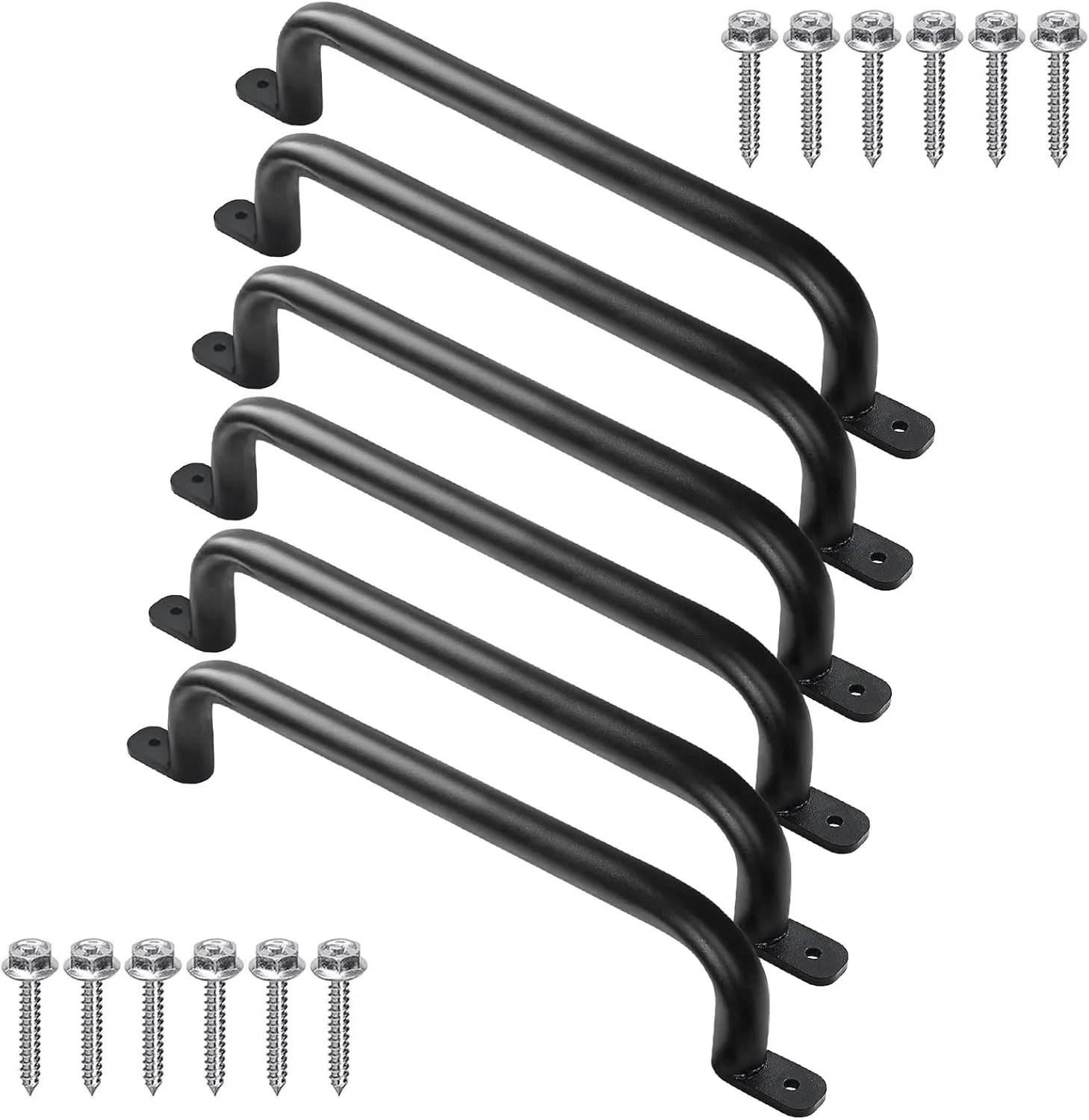 17 Inch Black Metal Playground Accessories Safety Handles Pack of 6- Playset Grab Handles, Swing Sets Hand Grips, Grab Rail Monkey Bar for Playhouse, Treehouse