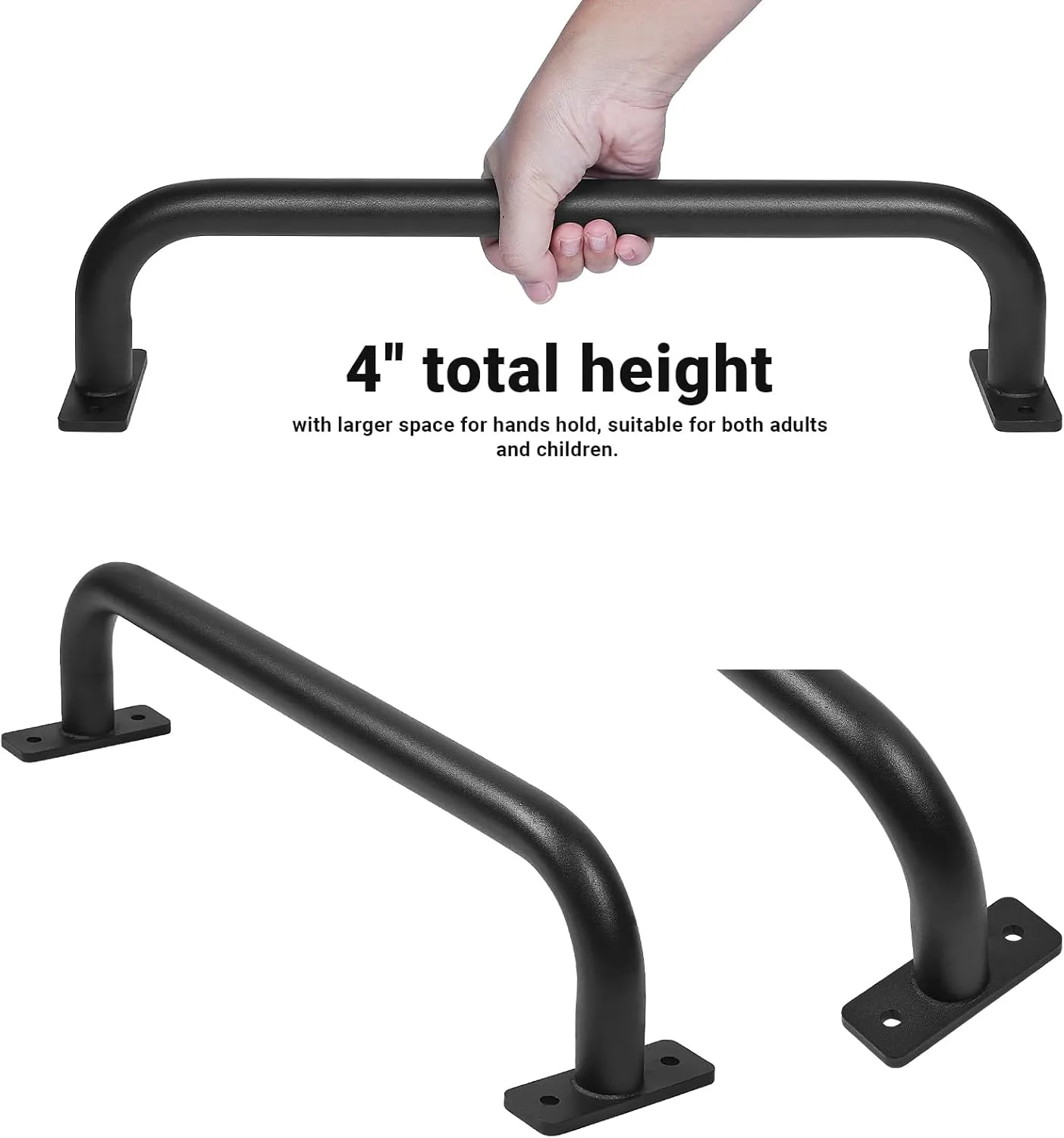 17 Inch Black Metal Safety Handles for Playground 4 Pack - Swing Set Accessories Grab Handles, Playset Hand Grips, Indoor Monkey Bars for Jungle Gym, Playhouse, Climbing Frame