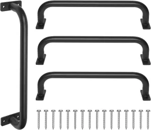 17 Inch Black Metal Safety Handles for Playground 4 Pack - Swing Set Accessories Grab Handles, Playset Hand Grips, Indoor Monkey Bars for Jungle Gym, Playhouse, Climbing Frame