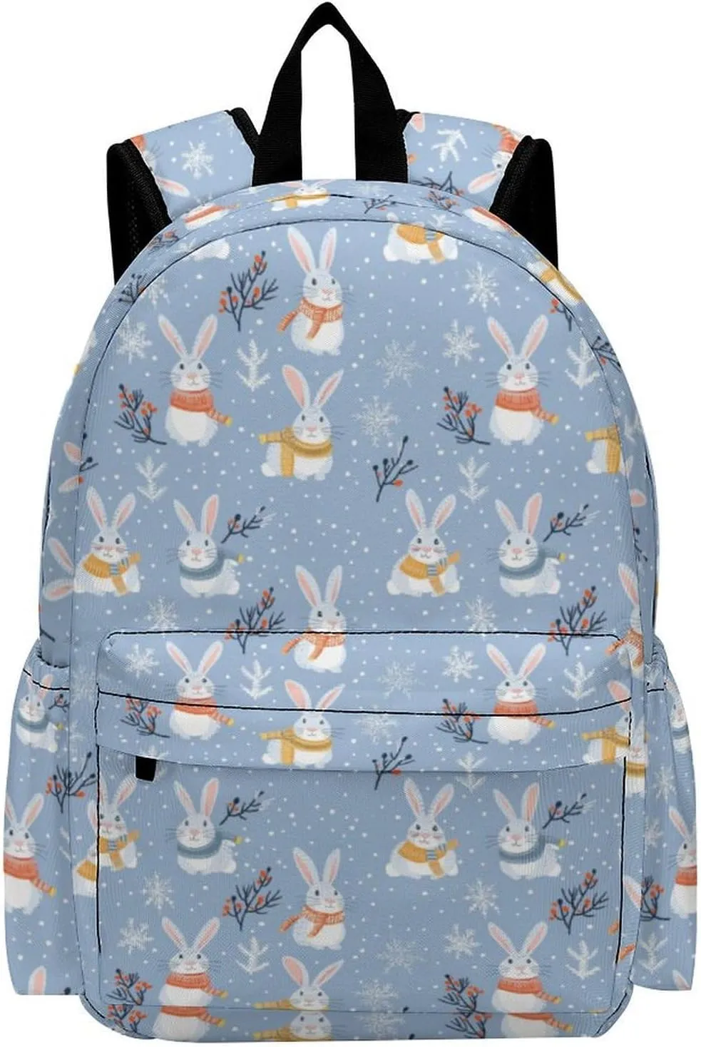 17 Inch Laptop Backpack Cute Cartoon Bunny Winter Snowflakes Teen Girls Boys School Backpack Bags Travel Bookbag Back Pack Outdoor Daypack for Women Men