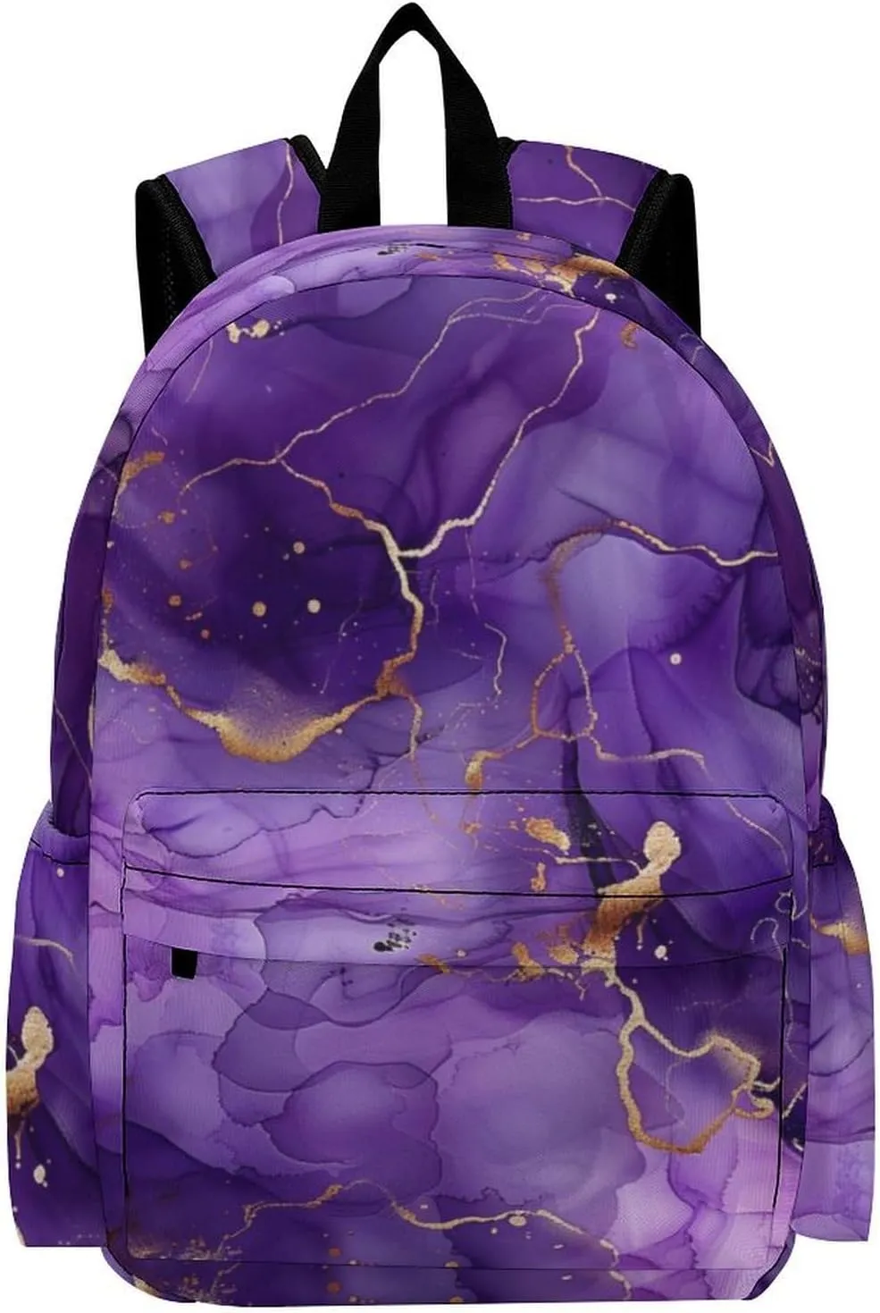 17 Inch Laptop Backpack Purple Liquid Gold Marble Teen Girls Boys School Backpack Bags Travel Bookbag Back Pack Outdoor Daypack for Women Men