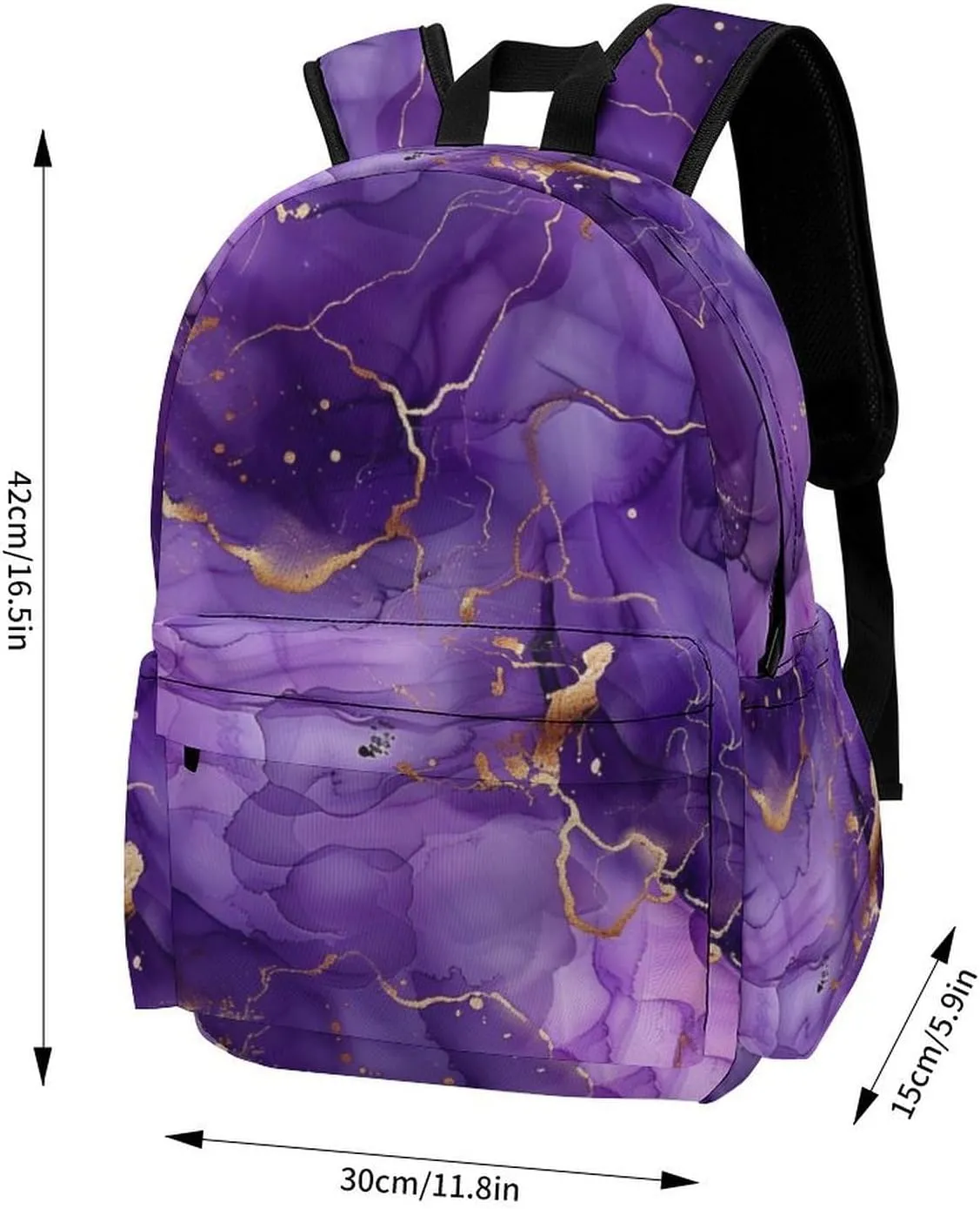 17 Inch Laptop Backpack Purple Liquid Gold Marble Teen Girls Boys School Backpack Bags Travel Bookbag Back Pack Outdoor Daypack for Women Men