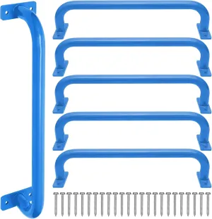 17 Inch Set of 6 Glossy Blue Steel Playground Handles - Playset Accessories Grab Handles, Swingset Safety Grab Bars, Indoor Monkey Bars for Jungle Gym, Playhouse, Climbing Frame
