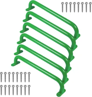 17.2 Inch Green Playground Handles Metal Pack of 6 - Outdoor Swing Sets Grab Handles - Playset Grab Bar, Indoor Kids Climbing Monkey Bars for Playhouse, Treehouse, Jungle Gym