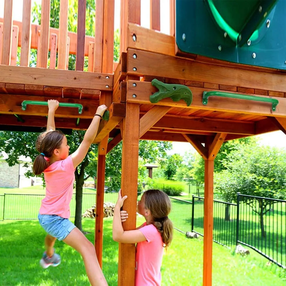 17.2 Inch Green Playground Handles Metal Pack of 6 - Outdoor Swing Sets Grab Handles - Playset Grab Bar, Indoor Kids Climbing Monkey Bars for Playhouse, Treehouse, Jungle Gym